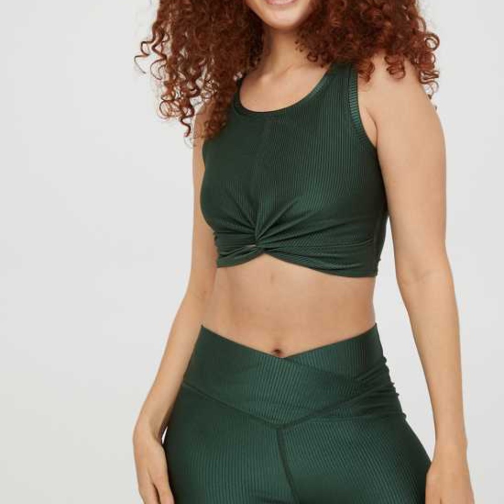 Aerie Offline Ribbed Shine Twist Front Top